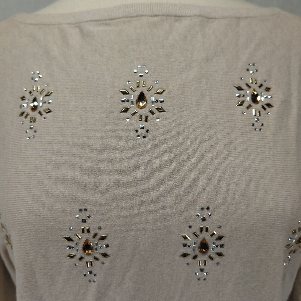 White House Black Market boat neck jeweled 3/4 sleeve sweater SZ M - Picture 5 of 9
